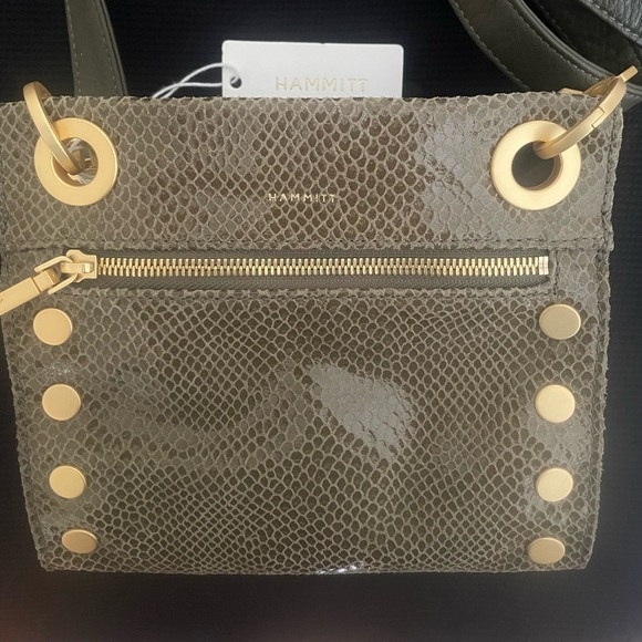 Hammitt Olive Snake skin Shoulder Bag with Gold Accents - Picture 2 of 7